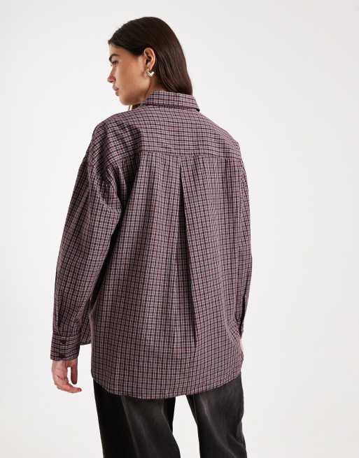 Camisa burdeos a cuadros extragrande de ONLY, 2 de 4