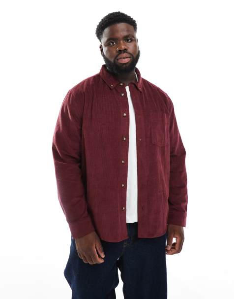 Camisa burdeos de corte estándar de pana de ASOS DESIGN - view 1