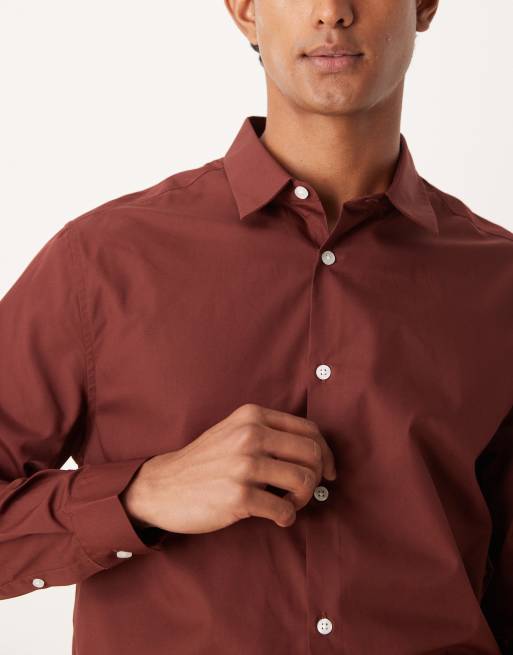 Camisa burdeos de corte estándar de popelina de ASOS DESIGN, 3 de 5