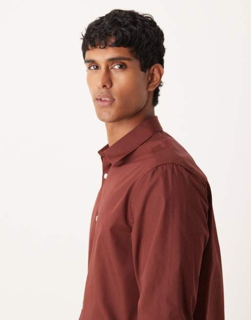 Camisa burdeos de corte estándar de popelina de ASOS DESIGN, 4 de 5