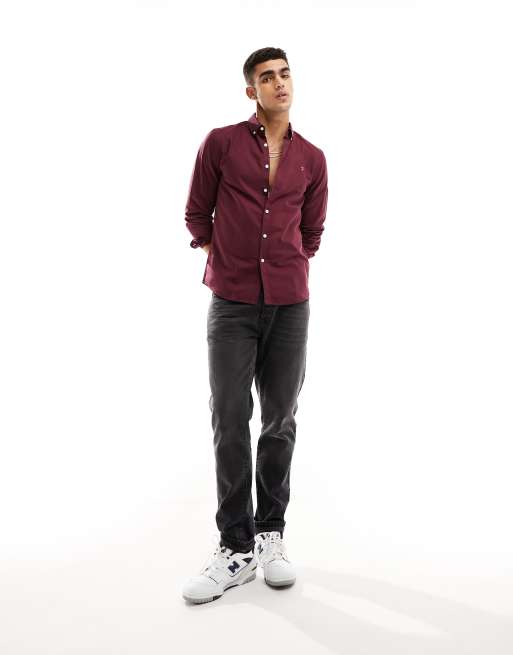 Camisa burdeos de corte slim Brewer de Farah, 4 de 4
