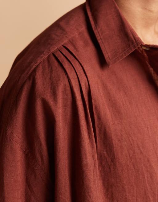 Camisa burdeos de corte voluminoso extragrande y tapeta de botones oculta de ASOS DESIGN, 3 de 4