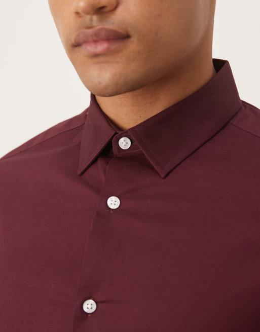 Camisa burdeos entallada elástica de estilo oficina de ASOS DESIGN, 5 de 5