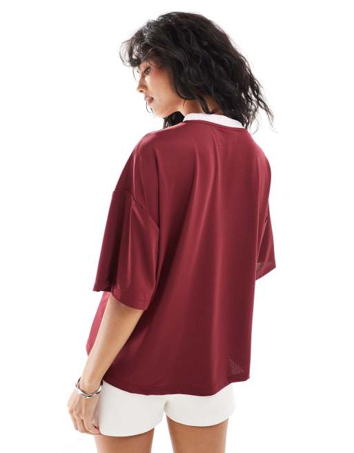 Camisa burdeos extragrande con diseño universitario y estampado gráfico de ASOS DESIGN, 4 de 4