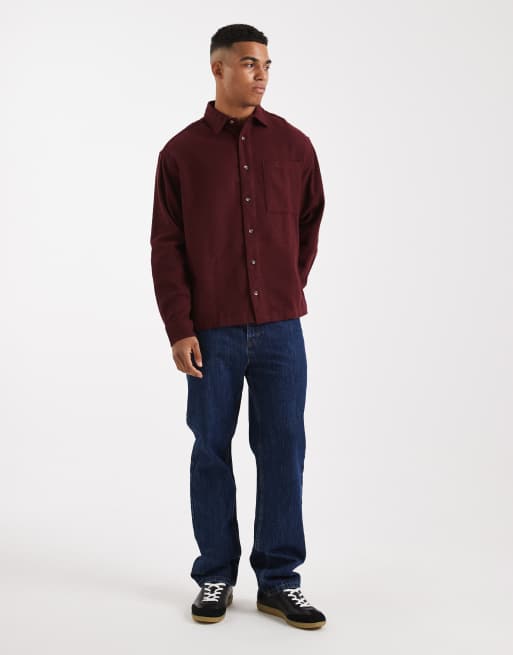 Camisa burdeos extragrande de estilo vintage de franela de ASOS DESIGN, 2 de 5
