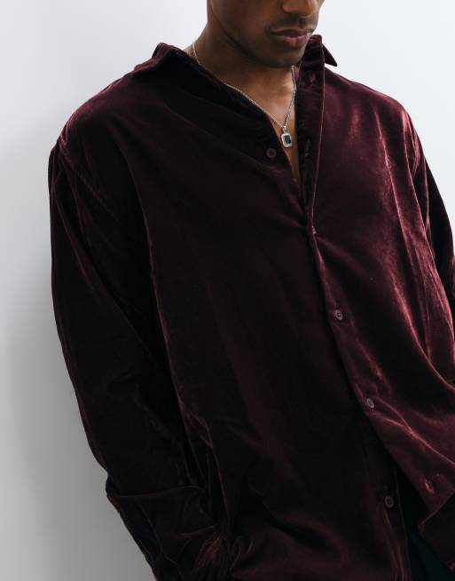 Camisa burdeos holgada de terciopelo de ASOS DESIGN, 4 de 5