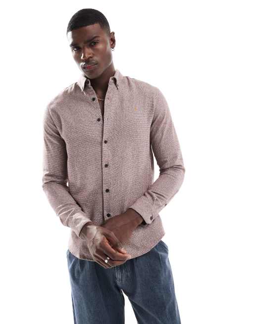 Camisa burdeos jaspeado de manga larga Colver de Farah