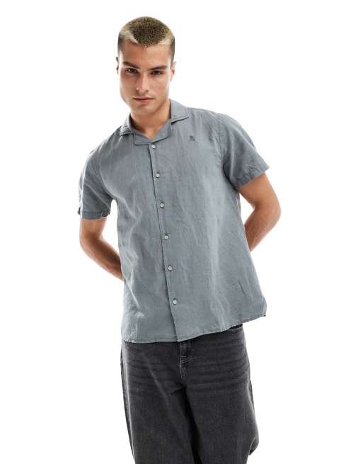 Camisa caqui de estilo hawaiano de lino de Scalpers