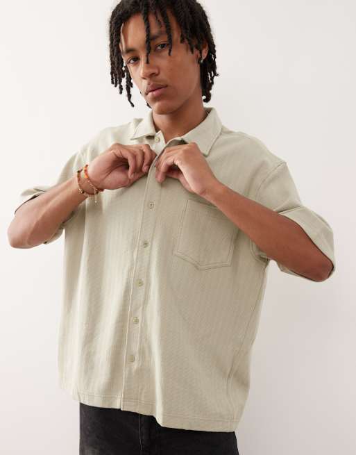 Camisa caqui de tejido gofrado de Weekday, 3 de 4