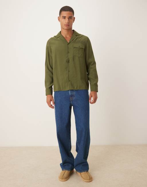 Camisa caqui holgada con bordado de tejido texturizado de ASOS DESIGN , 2 de 5