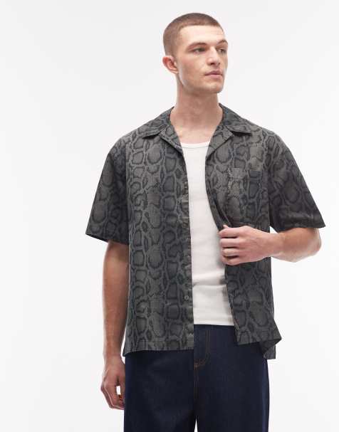 Camisa caqui oscuro con estampado de camuflaje efecto serpiente de Carhartt WIP - view 1