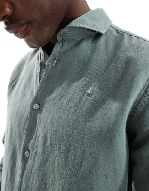 Camisa caqui oscuro de lino Vintage de Scalpers ASOS