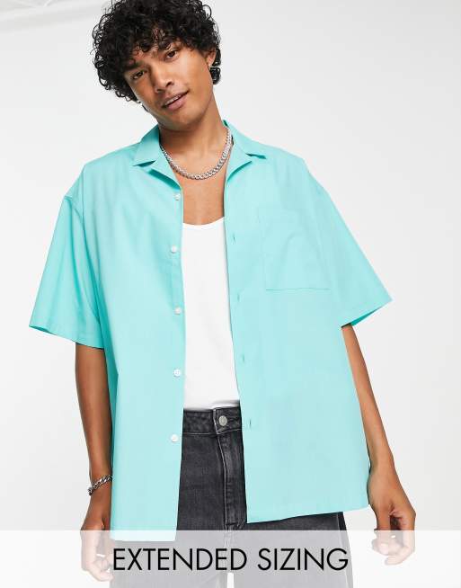 Camisa color aguamarina de corte cuadrado extragrande de ASOS DESIGN