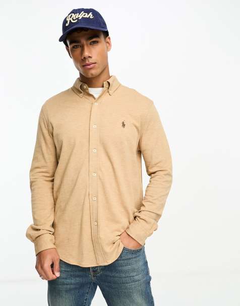 Camisa color camel jaspeado con logo de piqué de Polo Ralph Lauren - view 1