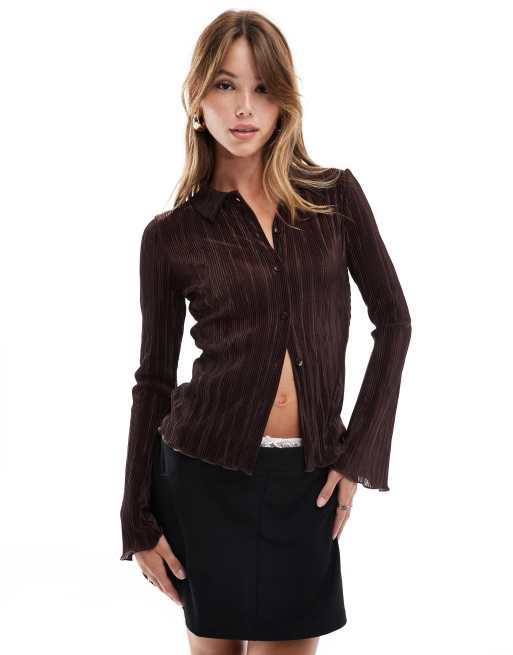 Camisa color ciruela plisada de ASOS DESIGN