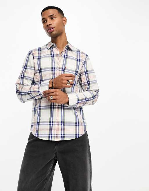 Camisa color crema a cuadros azules con 1 bolsillo Sunset de Levi's