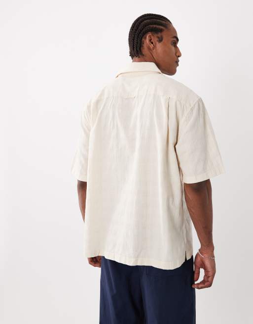 Camisa color crema a cuadros holgada de tejido texturizado de GANT, 5 de 5