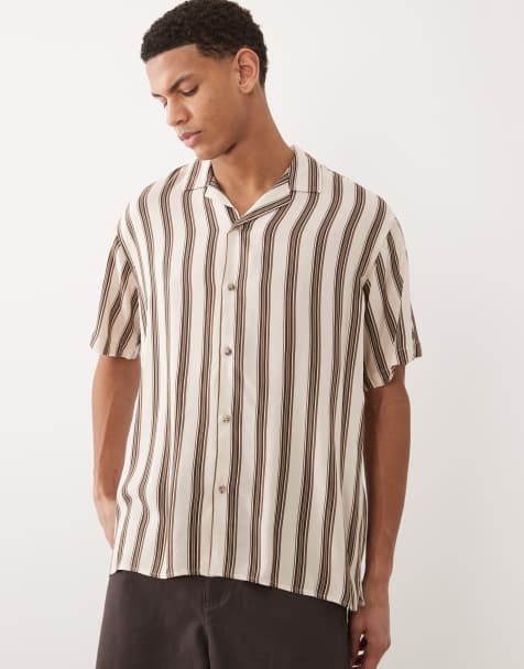 Camisa color crema a rayas de manga corta de Jack & Jones - view 1
