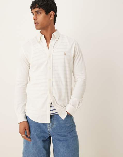 Camisa color crema con logo de malla de piqué de Polo Ralph Lauren - view 1
