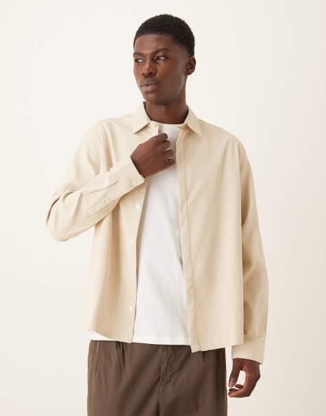 Camisa color crema de corte cuadrado holgado de tejido texturizado de ASOS DESIGN - view 1