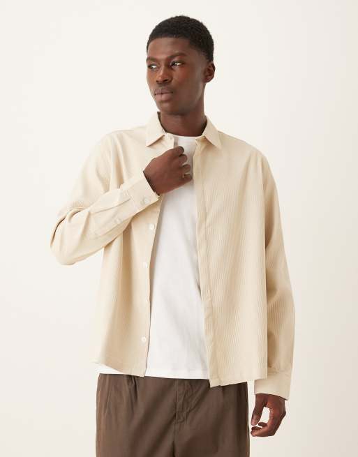 Camisa color crema de corte cuadrado holgado de tejido texturizado de ASOS DESIGN