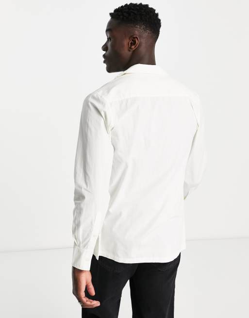 Camisa color crema de corte extragrande con bolsillos oblicuos de Night Addict, 2 de 4