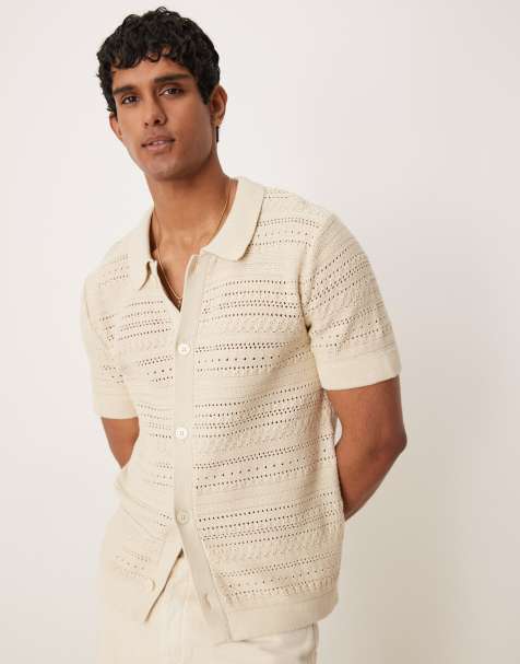 Camisa color crema de croché de Selected Homme - view 1