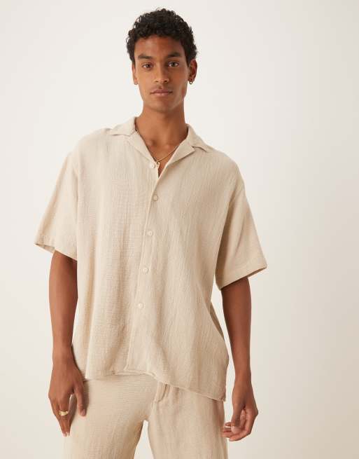 Camisa color crema de tejido texturizado de Selected Homme (parte de un conjunto)