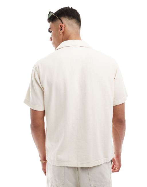 Camisa color crudo con cuello de solapas y bordados de sarga de Jack & Jones , 3 de 4