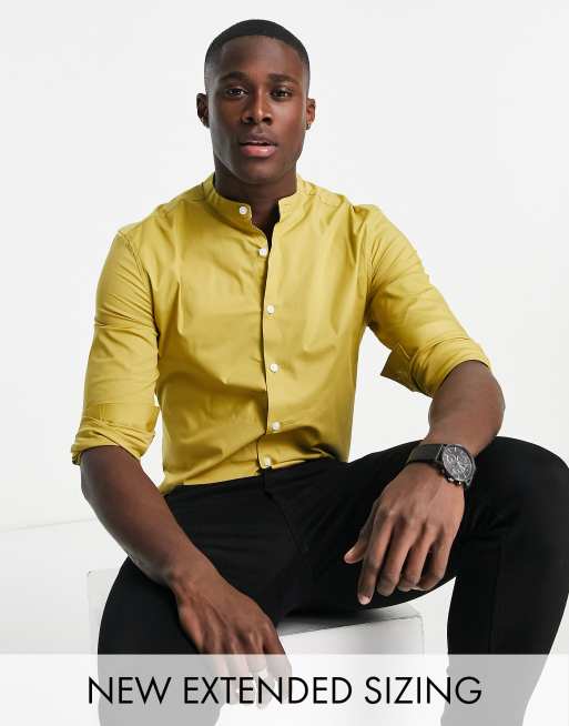 Camisa mostaza hombre top