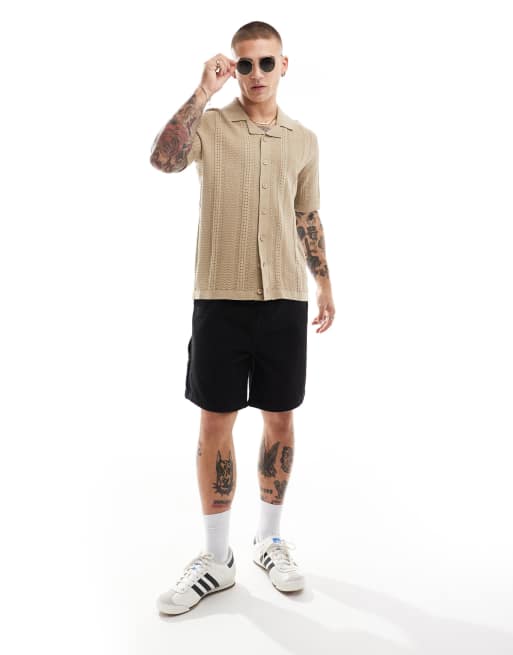 Camisa color piedra de punto texturizado de Threadbare 