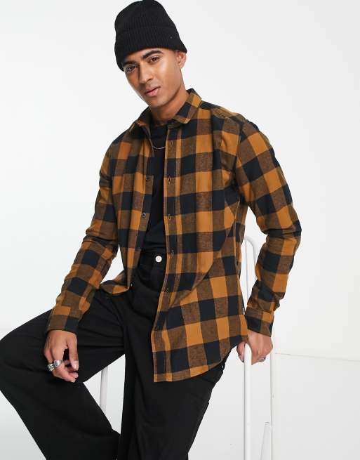 Camisa color tostado a cuadros Buffalo de corte slim de Only Sons