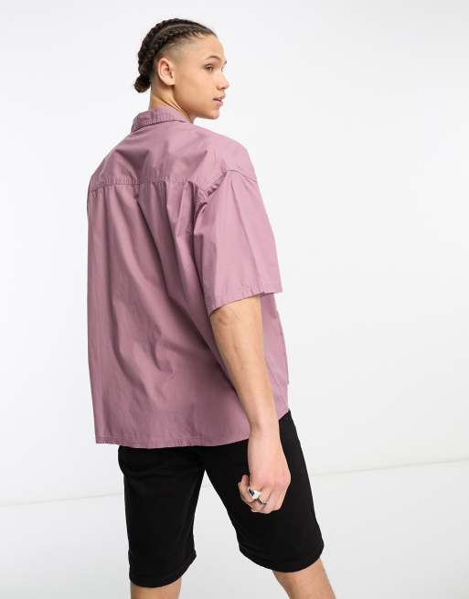 Camisa color uva de corte cuadrado extragrande con acabado lavado de popelina de ASOS DESIGN, 2 de 4