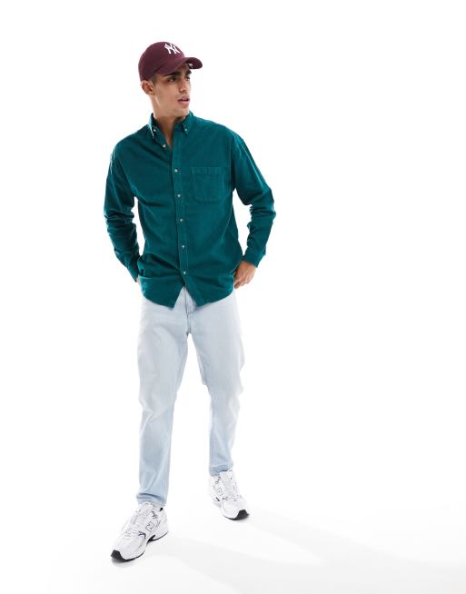Camisa color verde universitario extragrande estilo años 90 de pana de ASOS DESIGN, 3 de 4