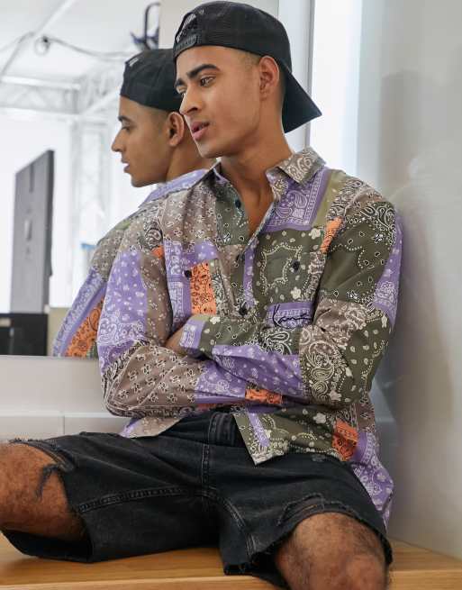 Camisa con estampado de patchwork estilo cachemir con logo de firma de Karl Kani parte de un conjunto