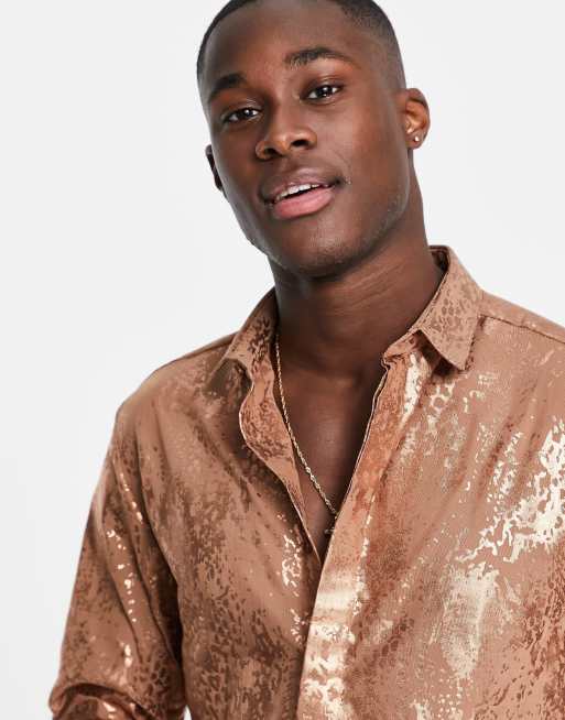Camisa con estampado metalizado de piel de serpiente de malla Horigome de Twisted Tailor ASOS