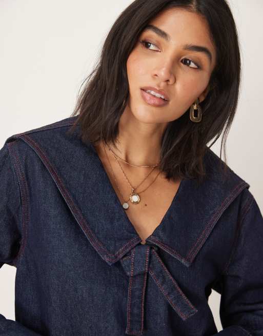Camisa con lavado enjuagado, solapas y pespuntes rojos de ASOS DESIGN, 4 de 4