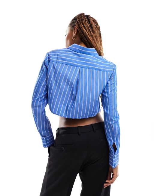 Camisa corta a rayas azules y blancas de Only , 4 de 4