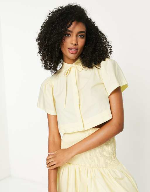 Camisa corta amarillo limón voluminosa de Lost Ink (parte de un conjunto)