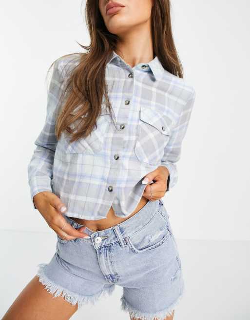 Camisa corta azul a cuadros de Pimkie ASOS