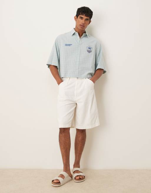 Camisa corta azul a cuadros extragrande de ASOS DESIGN, 2 de 4