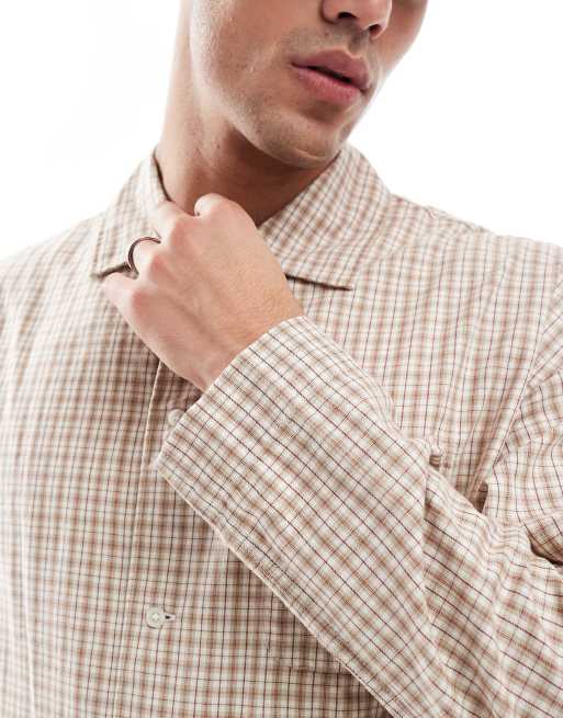 Camisa corta beis a cuadros extragrande de Jack & Jones, 3 de 4