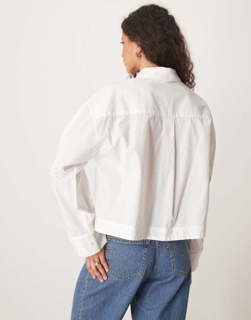 Camisa corta blanca de corte cuadrado de Selected Femme, 4 de 4