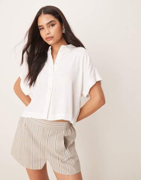 Camisa corta blanca de lino de Selected Femme - view 1