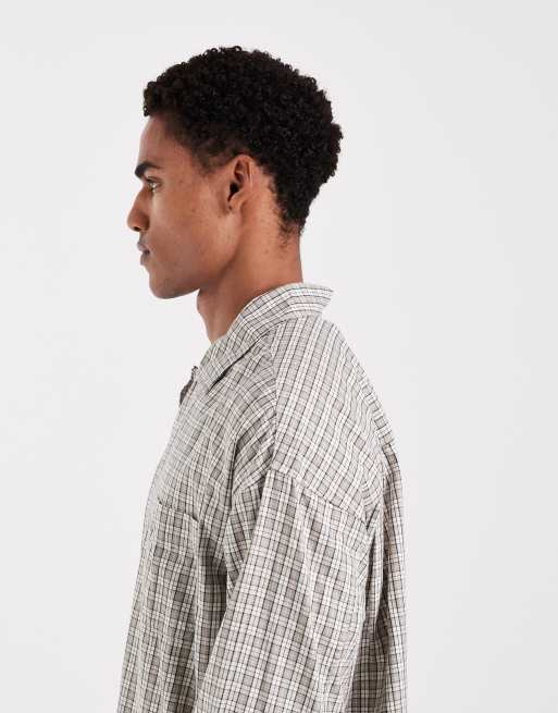 Camisa corta color crema a cuadros de corte cuadrado de Jack & Jones, 4 de 5