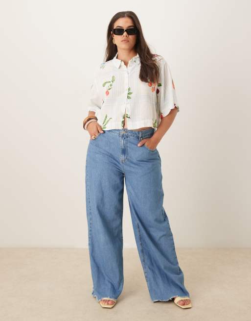 Camisa corta con estampado de cuadros y frutas Bennie de Nobody's Child Plus, 2 de 4
