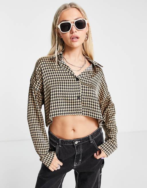 Camisa corta con estampado de pata de gallo de Heartbreak (parte de un conjunto)