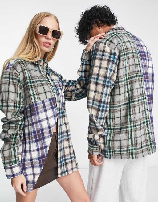 Camisa cuadros unisex con dise o dividido de Reclaimed Vintage ASOS