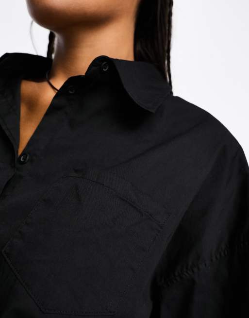 Camisa dad negra de corte entallado suelto de popelina de Cotton On , 3 de 4
