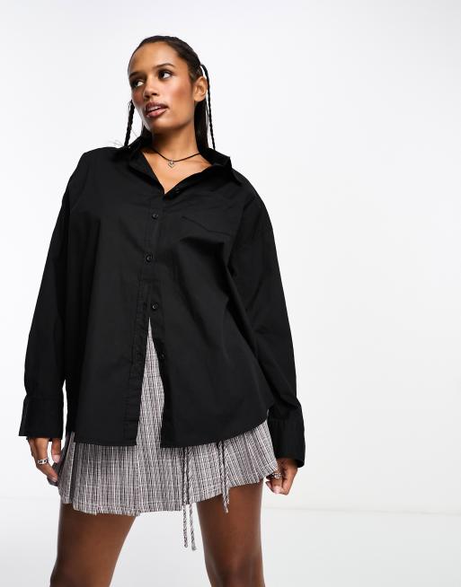 Camisa dad negra de corte entallado suelto de popelina de Cotton On , 4 de 4
